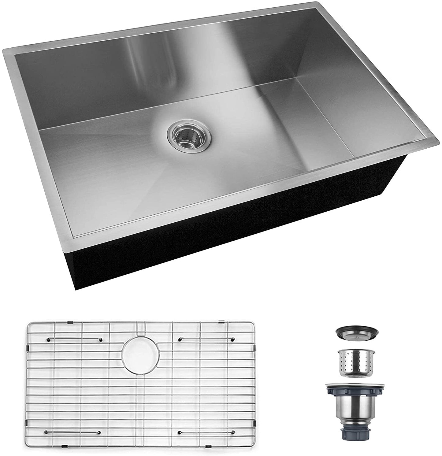 30" x 19" Single Bowl Stainless Steel Undermount Kitchen Sink (18 Gauge) ｜ALWEN