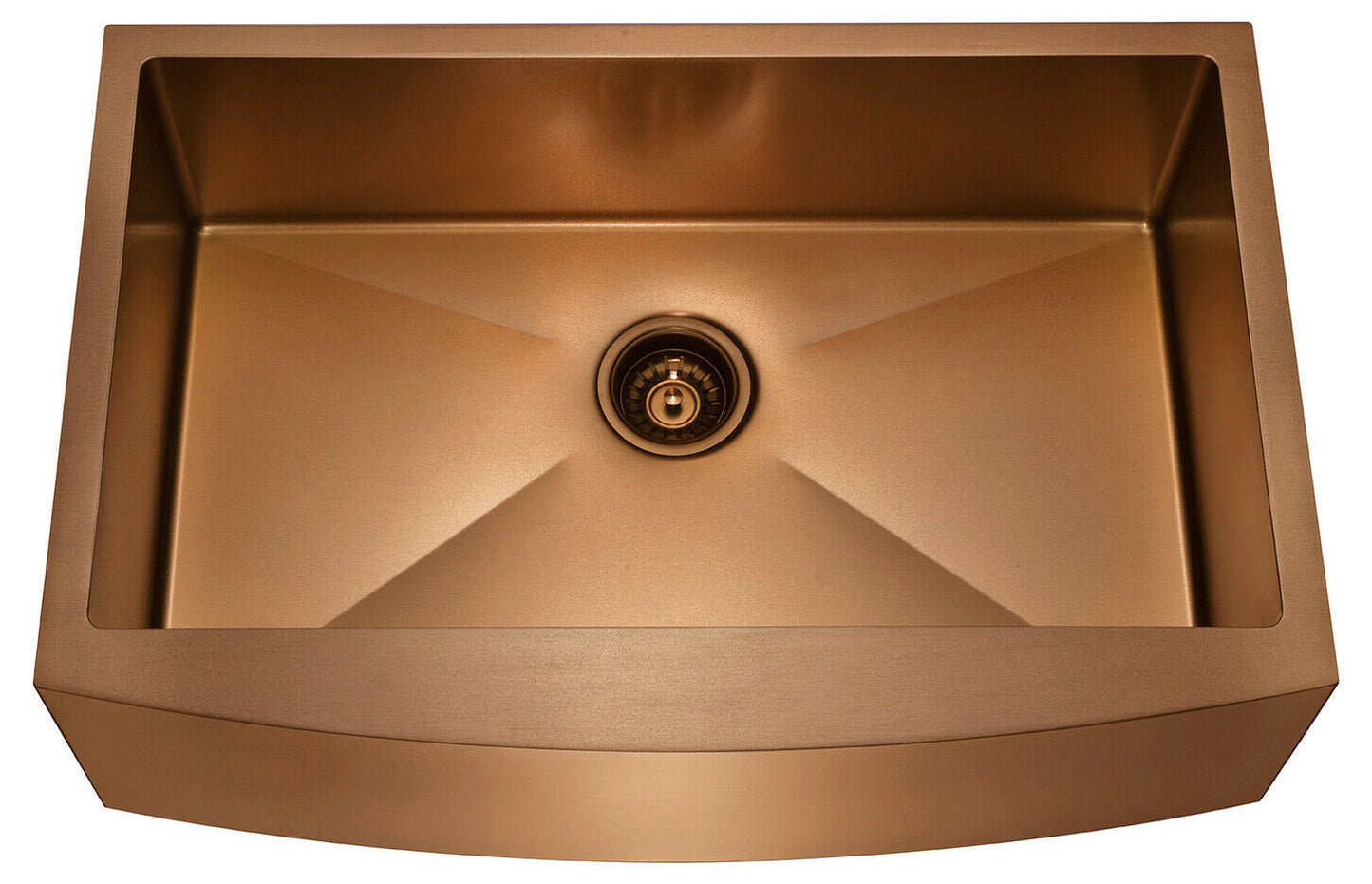 33" X 21" Rose Gold Single Bowl Stainless Steel Farmhouse Kitchen Sink (16 Gauge) ｜ALWEN